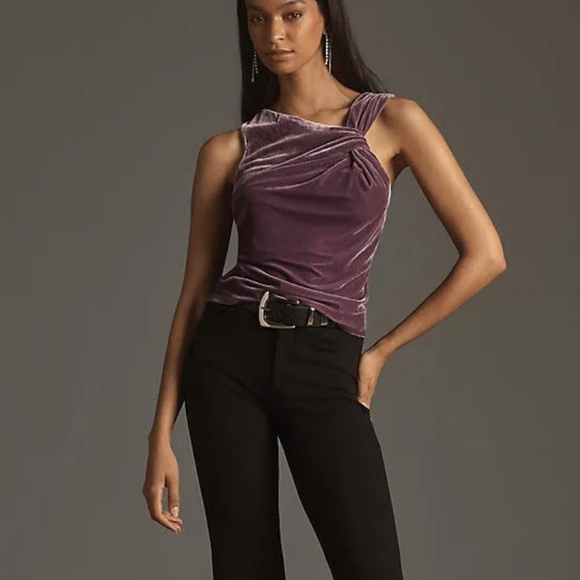 Anthropologie, New, Sunday in Brooklyn Purple Velvet Sleevless Twist Top SZ XL - Picture 12 of 13